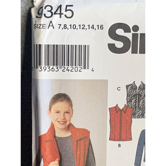 Simplicity Girls Jacket Vest Pants Jumper Sewing Pattern Sz7-16 9345 - Uncut - Picture 2 of 4
